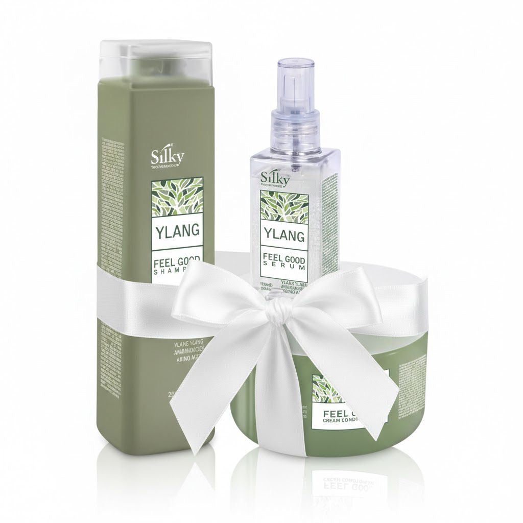 Silky Ylang Feel Good Shampoo 250ml, Mask 250ml & Serum 100ml